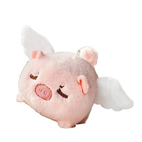 Diyeeni Lindo Cerdo Volador de Temblorosa de Peluche para Niños, Juguete para Atraer la Atención para el Día de los Niños, Cerdo de Algodón PP Relleno para Carteras y Bolsas (White)
