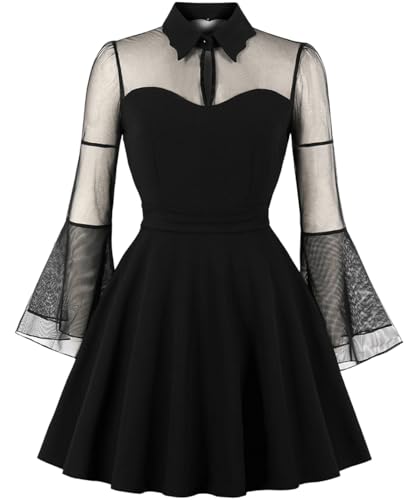 Dame 50er Jahre Kleider Rockabilly Vintage Sommer Elegant Vintage Mesh A Linie Swing Coctailkleid Kleider Partykleid