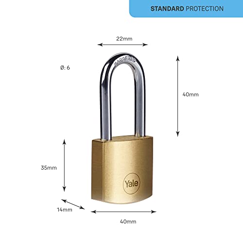 Yale Y110B/40/140/1 Brass Safety Padlock Brass 40mm Long Arc Y110B Blister, Medium Shackle - Image 3