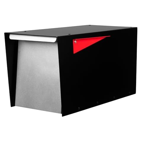 Ilyapa Modern Mailbox for Post Mount - Black with Gray Door Heavy Duty Powder Coated Steel, Waterproof Letter Box for Curbside Parcels, Corrosion Resistant with Recessed Magnetic Close Door Cover
