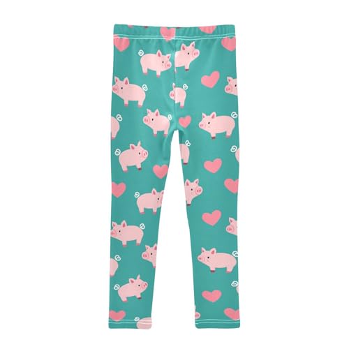 Pink Pigs Girls' Leggings Toddler Doodles Heart Kids Yoga Pants Dance Active Tights 4T2
