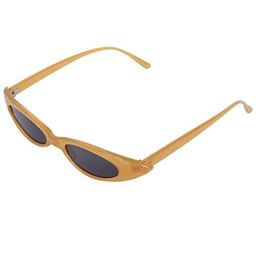 Ofegtom (オウバンゲ) スモールキャットアイサングラス、レトロクールなキャットアイメガネ女性用小サイズフレーム楕円形アイウェアUV400イエロー