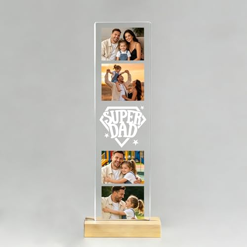 EDSG Personalised Fathers Day Dad Gifts from Daughter Son Custom Photo Frame Acrylic Plaque Personalised Picture Frames Photo Gifts for Men Dad Husband Boyfriend Birthday Christmas (Design 2)
