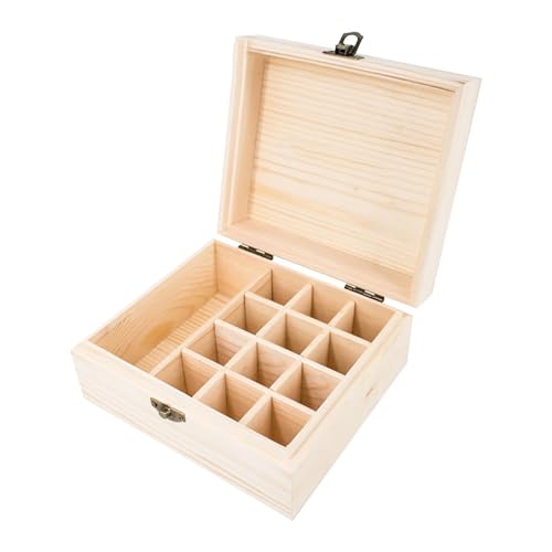 Estuche de madera para 12 botellas de aceites esenciales con acabado artesanal