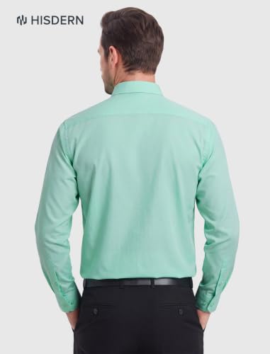 Image of HISDERN Mens Dress Shirt with Tie Pocket Square Set Classic Button Down Shirt Matching Tie Long Sleeve Shirts