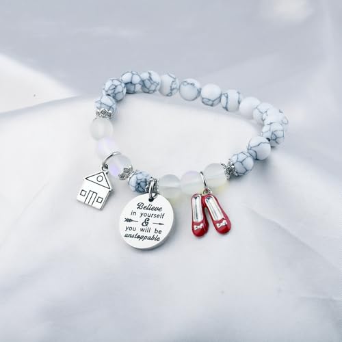 Image of FUSTMW Red Shoe Bracelet Do-roth Gifts Red Slippers Jewelry Movie Fans Inspired Gifts Wand Charm