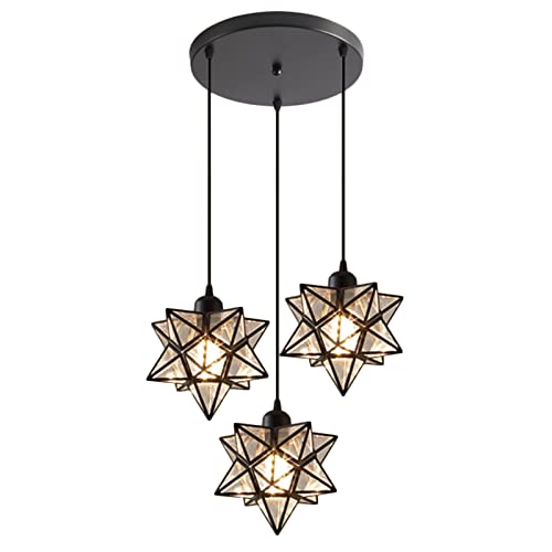 Lampe à suspension avec abat-jour pentagramme en acrylique géométrique