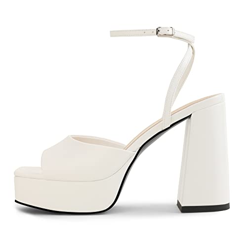 Image of Modatope Platform Heels for Women Platform Sandals Womens Chunky Heel Open Toe Pumps Ankle Strap Womens Wedding Party Pumps Shoes