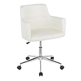 LumiSource Andrew Contemporary Office Chair with White PU Finish OC-ANDRW W