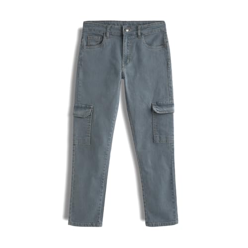Image of Urbano Juniors Boy's Regular Fit Washed Denim Cargo Jeans with 6 Pockets Stretchable