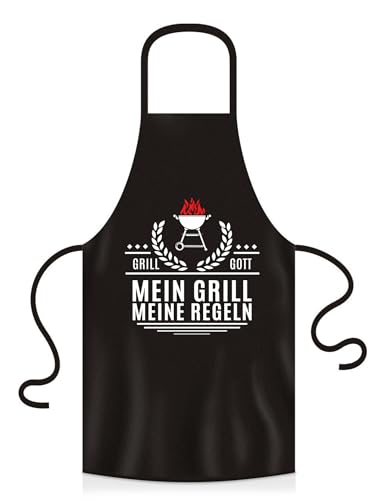 YORA Grillschürze für Männer Vatertagsgeschenk - Kochschürze lustig [inkl. Urkunde] - lustige Geschenke zum Vatertag - Geschenkideen Opa & Papa - Lustig (Mein Grill, meine Regeln)