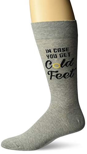 Hot Sox Men's Wedding Bliss Novelty Casual Crew Socks, cold Feet (Grey Heather)