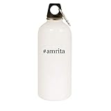 #amrita - 20oz Hashtag Stainless Steel White Water Bottle with Carabiner, White