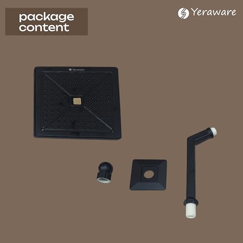 Image of YERAWAR Wall Mounted Overhead Shower Head | High Pressure Rain Shower | ABS Material Body | Anti-Clog Nozzles | Easy Install Bathroom Shower for Home & Hotel (Black, 4 X 4 Inch)