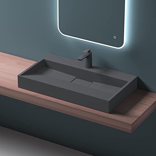 Mai & Mai 50x38x11cm Sink Col19 in matt Anthracite with tap Hole 