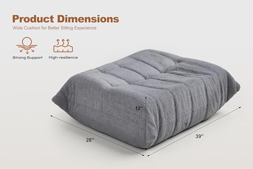 Image of Bean Bag Pouf Ottoman, Foot Stool, Foot Rest with Memory Foam Filled, Rectangle Ottoman for Living Room, Bedroom, Office, Lightgrey Teddy