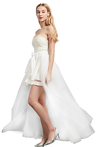 Women Wedding Maxi Tulle Skirts Detachable Train Overskirt Overlay Long Bridal3
