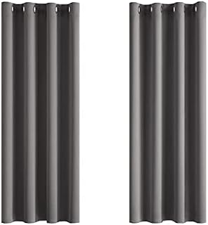 MIULEE Blackout Curtain Very Soft Solid Thermal Insulated Ring Top Decorative Darkening Curtain with Grommets for Living Room Bedroom Nursery Room 2 pieces 46" Wide by 54" Drop 117 x 137cm Grey