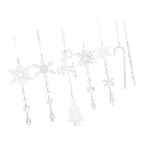 Yjcnelcr Adornos de árbol de hielo transparente de 8 partes de poliacrilato fuerte para residencias de celebración, cubierta suspendida en frío