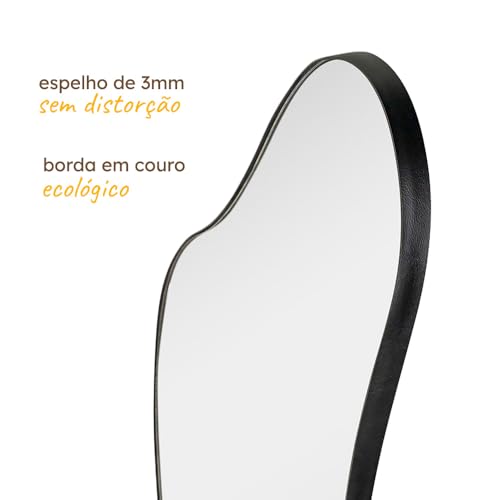 Espelho Grande Moderno Pinterest Orgânico Corpo Inteiro de Chão com Moldura em Couro Industrial 60x1