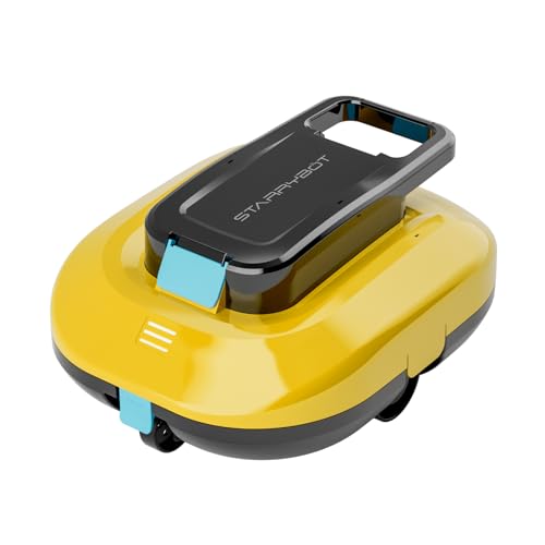 STARRYBOT Cordless Robotic Pool Cleaner with Dual high-Efficiency Motors Delivers Strong Suction,Smart Self-Parking,Smart LED Indicator,Pool Vacuum for Above-Ground Flat Pool up to 900 Sq.ft(Yellow)