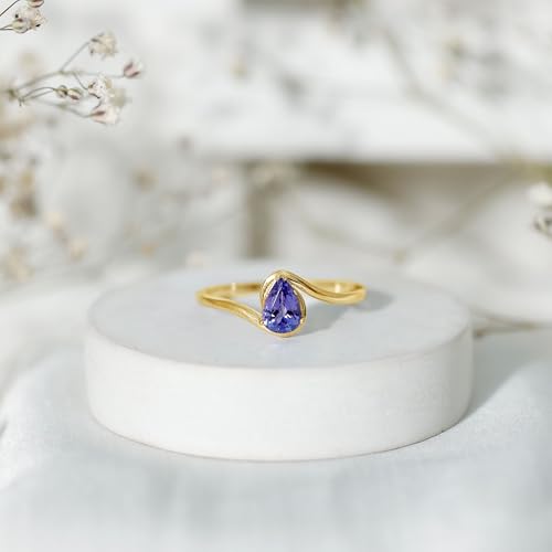 Natural 5X7mm Tanzanite Teardrop Engagement Ring, Aaa Quality, Certified Tanzanite Solitaire Ring (Ideal For Gift)3