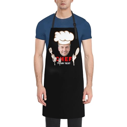 Naispanda Delantal Personalizado Con Bolsillos Delantal De Cocina Personalizado Con Lazos Ajustables Para El Cuello Y La Cintura Diseño Personalizado Nombre Texto Foto Delantales Para Adultos