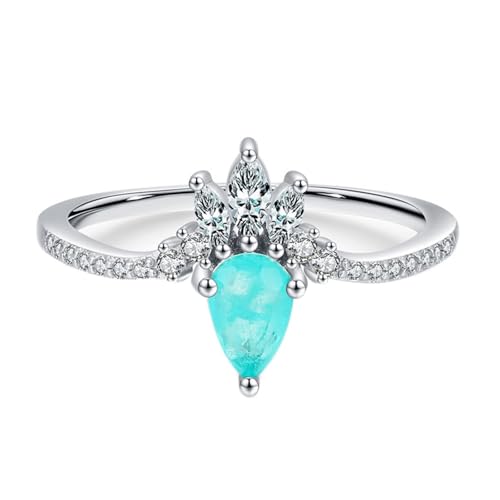 Bague simple argent sterling 925 alliance sertie d'une larme de couronne unique