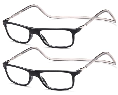 NEW VISION Lunettes 2 pack, Lunettes Loupe, Lunettes De Lecture Magnétique, Longueur RéGlable Lunette De Lecture...
