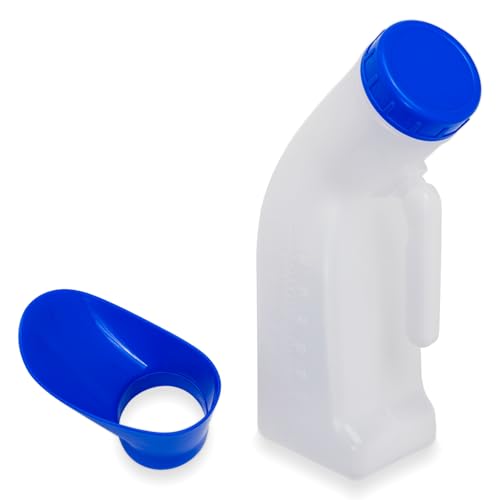 ARNOMED® PP Urinflasche Universal für Männer & Frauen 1L, Urinhilfe für Unterwegs mit Verschlusskappe, Eckige Harnflasche, Pinkelflasche für Notfälle, Urinente, Urinal