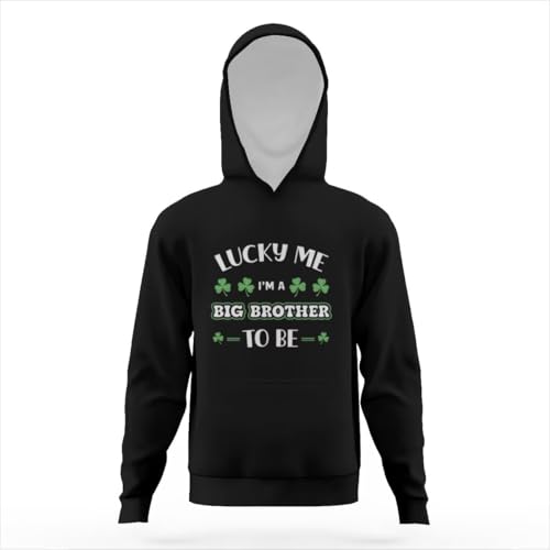 St. Patrick's Day Lucky I'm A Big Brother To Be Hoodies for Teen Girls Boys Lightweight Kangaroo Pocket Sweatshirt3