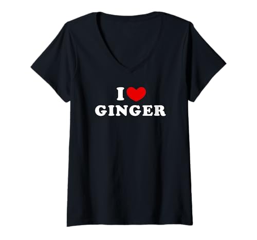 Donna I Love Ginger, Io Amo Ginger Maglietta con Collo a V