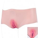 Fake Vagina One-Piece Silicone Pants with Channel for Mens Transgender Underwear Fake Pussy Boxer Brief for Crossdresser Skin