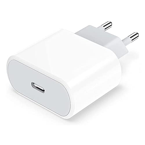 Cargador 20W Tipo C Compatible con iPhone 14/14 Plus/14 Pro/14 Pro Max/13/12/SE/11/SE/X/XS/XS Max/XR,iPad Pro/Air/Mini USB C Rapido Rápida Carga Cabezal Enchufe Adaptador Pared Charger Corrient Blanco Cover