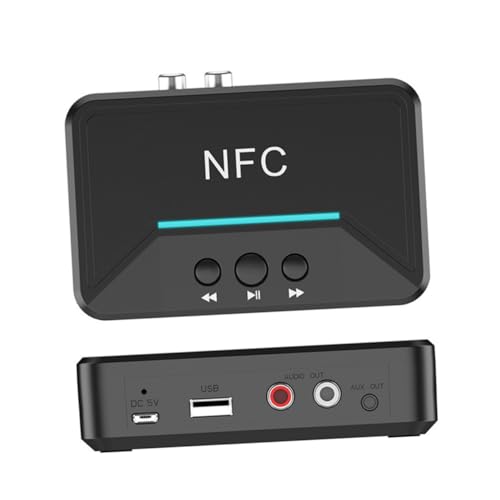 Hoement Adaptador de Audio Inalámbrico con NFC para Altavoces y Coche Conexión Rápida USB Sonido HiFi y Transmisión