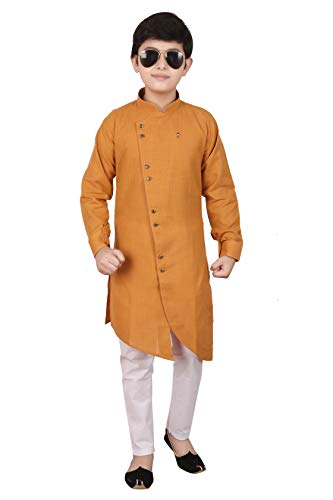 Boy's Indian Kurta For Boys | Kids Ethnic Wear | Pack Of 1 (S-109) (Mustard, 9-10 Years) - Main Image