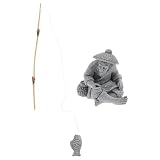 NULYLU Figura Miniatura de Pescador Chino Sentado de Arenisca para Decoración de Bonsáis y Acuarios, Adorno Versátil Detalles Realistas para Paisajes en Miniatura