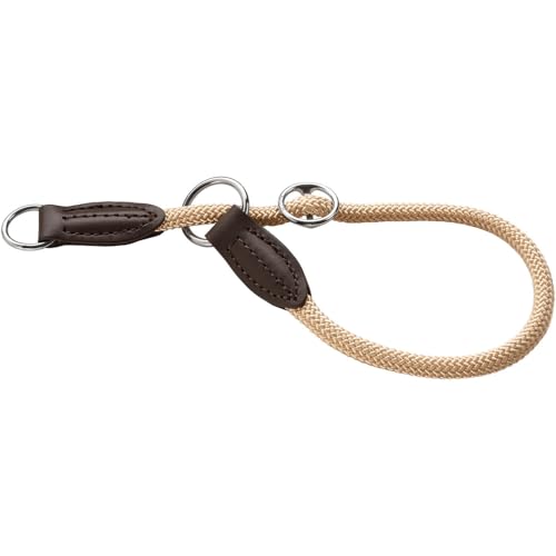 HUNTER Dressurhalsung FREESTYLE, Farbe: beige, strapazierfähiges Tau mit Polyamid-Kern, weich & robust, wetterfest & pflegeleicht, ideal für Training & Alltag, Größe: S