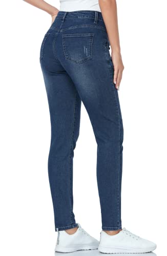 Fitglam Women's Maternity Jeans Stretch Pregnancy Skinny Denim Pants Clothes For Women With Pockets Indigo Blue #TOP4