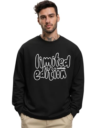 Image of LEOTUDE Oversized Full Sleeve Cottonblend Graphic Printed Round Neck Drop Shoulder Tshirt for Man (Color Mustard)