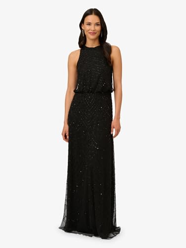 Adrianna Papell Women's Halter Blouson Beaded Gown3
