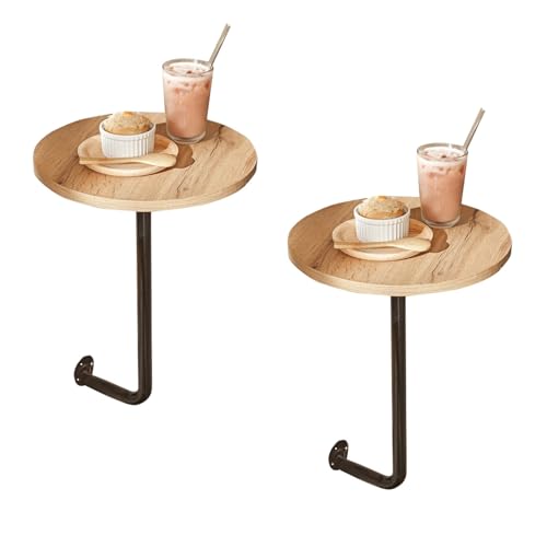Table basse ronde murale en bois 2 pièces style nordique minimaliste