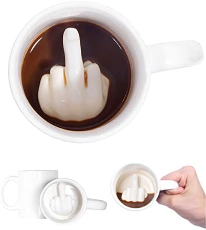 Up Yours Mug Thumbs Up Ceramic Middle Finger Coffee Cup 14 Ounces...