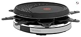 Ancho (transporte) Tefal Gourmet Deco 8 Inox & Design RE137812 Parilla Raclette Con Mini Sartenes, 1050 W, Recubrimiento Antiadherente, Negro
