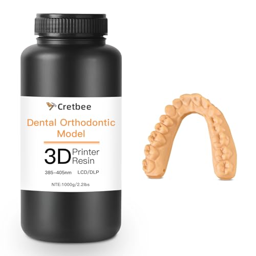 Cretbee Dental Orthodontic Model 3D Printer Resin Low Shrinkage and High Accuracy, Smooth Surface Quick Curing for Orthodontic Dental Model Resin 385-405nm LCD/DLP (Brownish Yellow, 1000g)