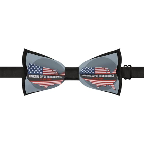 GoasNei 9/11 We Will Never Forget Bow Tie for Men Adjustable Necktie Funny Tie Neck Ties for Weddings Party