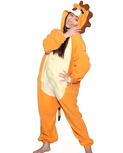 Ovender Disfraz Pijama Kigurumi para Carnaval Navidad Halloween Animale Cosplay Mono de una Pieza para Adultos Unisex Mujer y Hombre Ropa Espectáculo Invierno (L/XL, León 2)