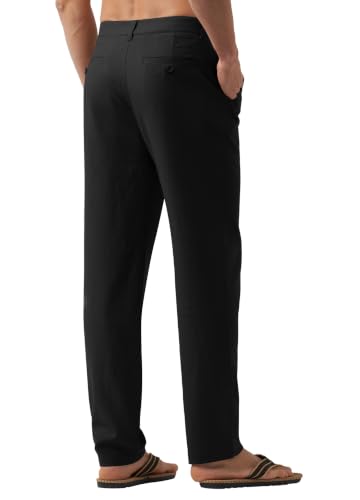 Image of Willit Men's Linen Pants Casual Lightweight Drawstring 29 inch 30 inch 32 inch