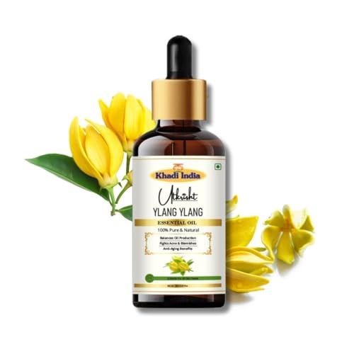 Image of Khadi YLANG YLANG Essential Oil 15 ml | Pure & Natural | For Skin Care, Dandruff & Dryness | Anti Aging Properties | Face & Body Massage Oil | All Skin Types | Aromatherapy for Men & Women
