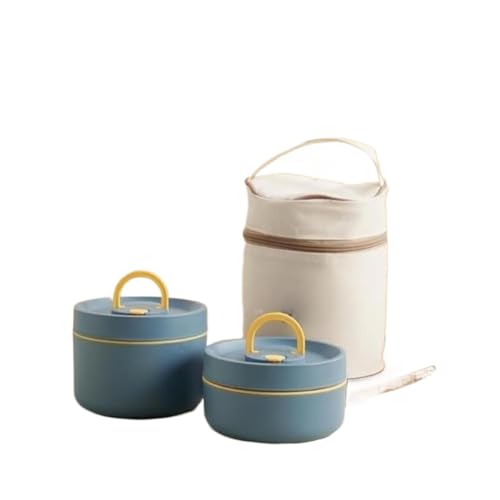 保温弁当箱 サーモス サーモス スープジャー 真空断熱スープランチセット 効果の高い弁当箱 大容量 2段 / 3段 / 4段 お弁当箱 ランチジャー お 大容量 茶碗 セット ステンレス 真空ス 通勤 運動会 通学 キャンプ (2段,ブルー) [並行輸入品